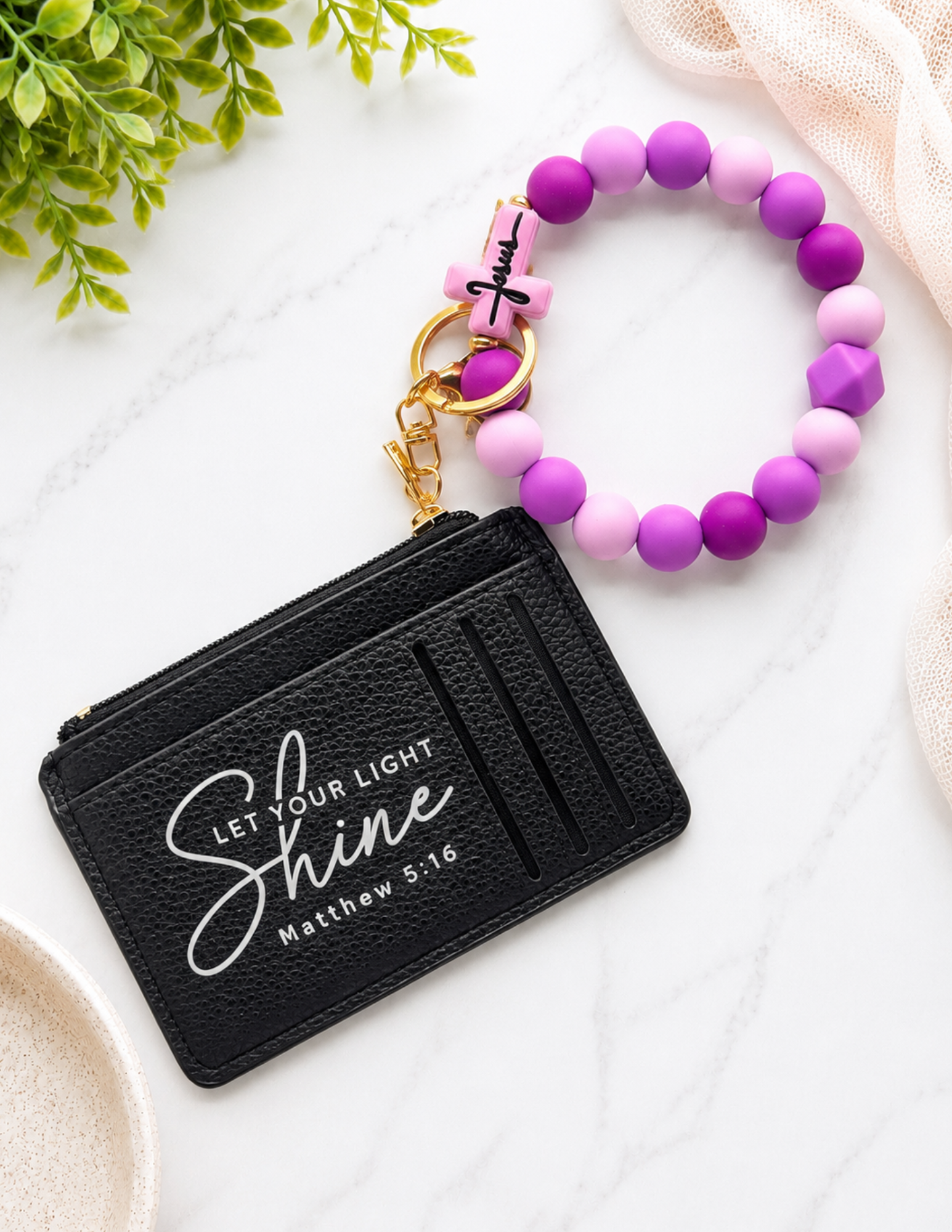 "Shine Your Light" Wristlet - Minimalist Wallet Keychain