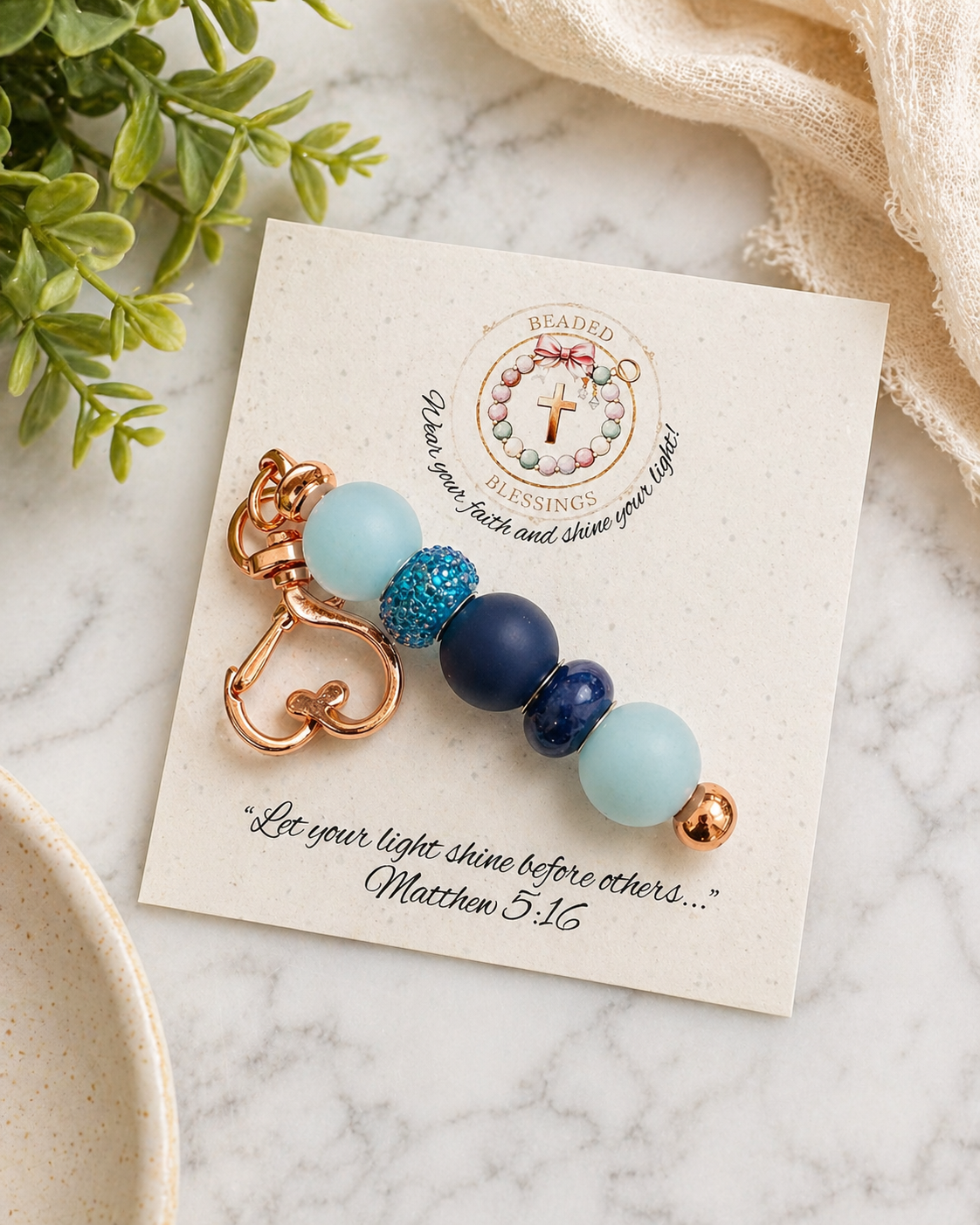 Blue Blessings Beaded Purse Charm