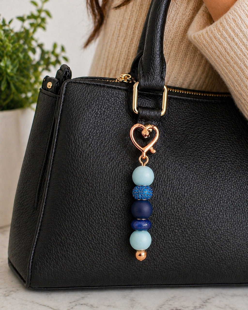 Blue Blessings Beaded Purse Charm