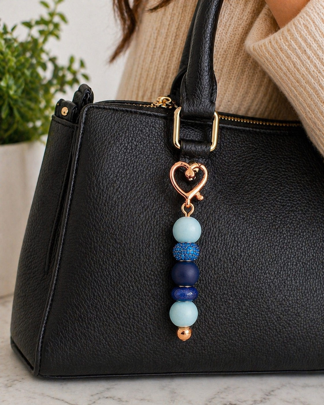 Blue Blessings Beaded Purse Charm