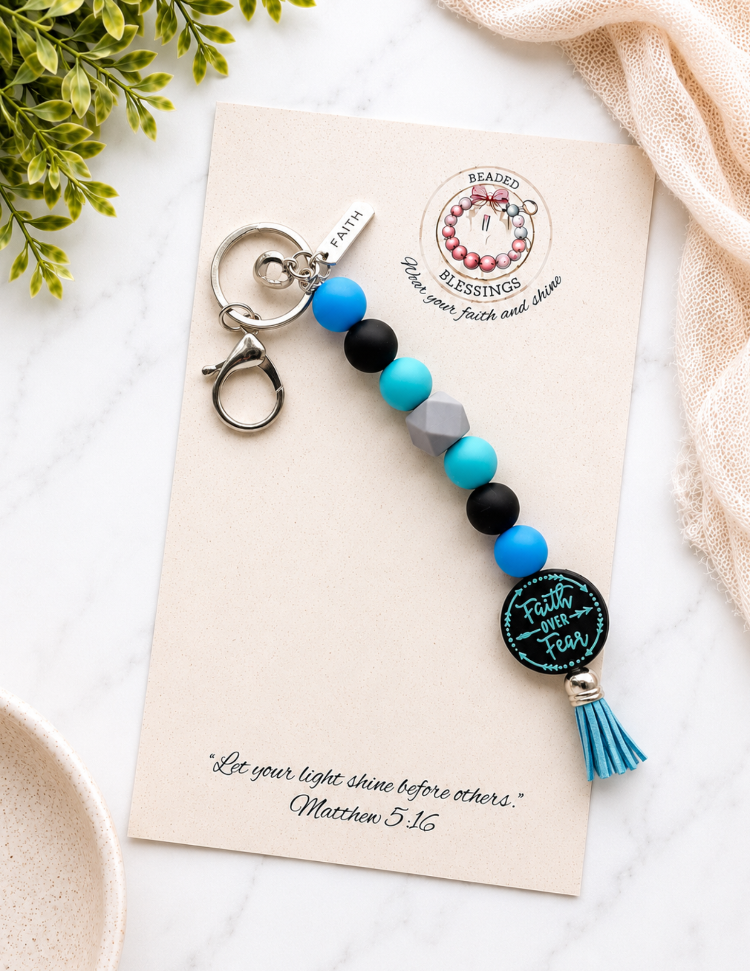 "Faith Over Fear" Keychain (long)