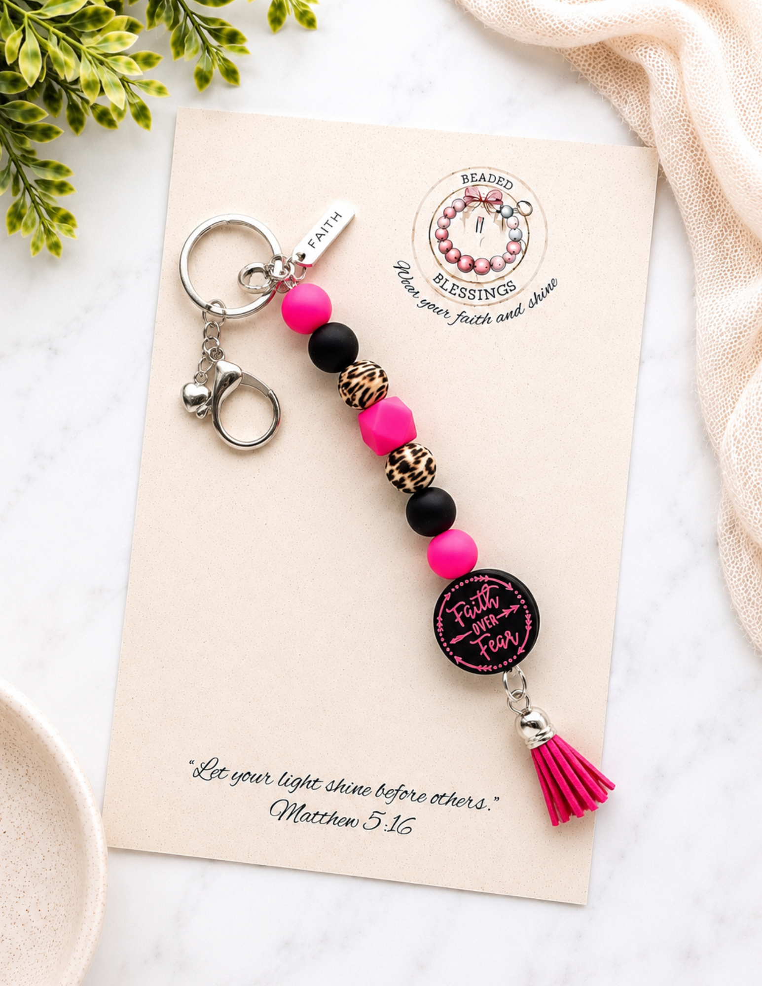 "Faith Over Fear" Keychain (long)