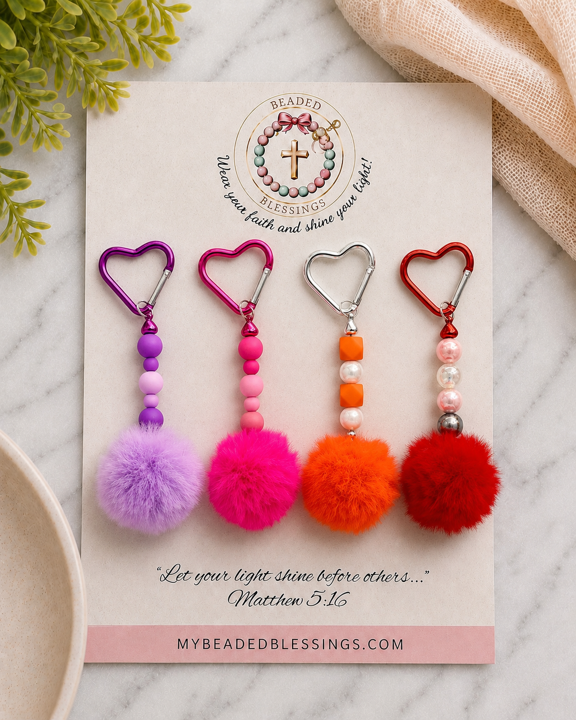Pom Pom Back Pack Charm