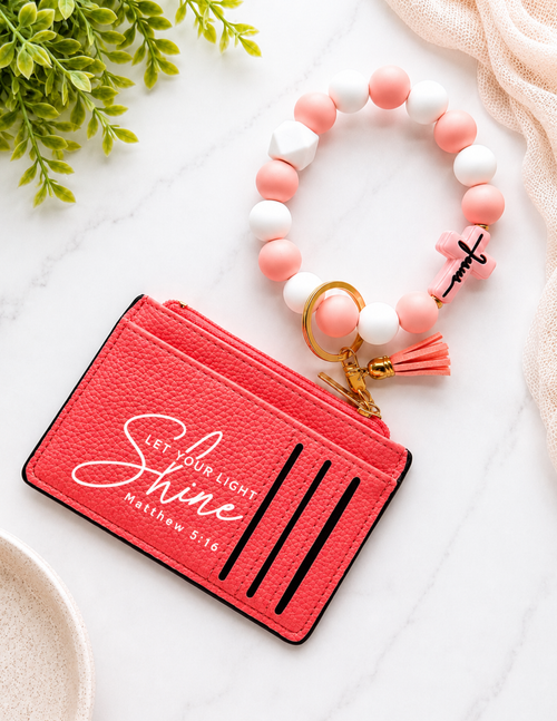"Shine Your Light" Wristlet - Minimalist Wallet Keychain